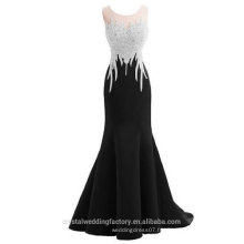 Vestido De Festa 2017 O-Neck Sans manches Couverture Retour avec Crystal Evening Party Robe Real Photos Black Mermaid Prom Dress P2456